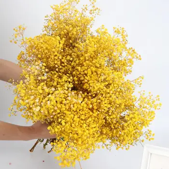 Букет из желтого сухого детского дыхания - более 2000 цветов -Декор для дома, свадьбы, цветочные проекты своими руками и праздничный рождественский декор