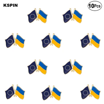 Булавки с лацканами флага дружбы ЕС и Украины, значок с флагом, брошь, значки, 10 шт. в партии