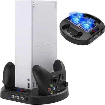 Вертикальная подставка с охлаждающим вентилятором для Xbox Серии S Зарядная база YUANHOT с двойным контроллером, портом для зарядного устройства и системой охлаждения