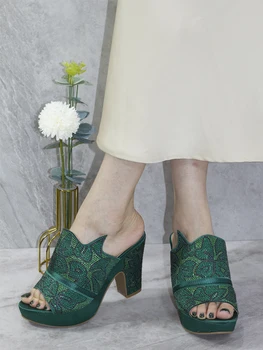 Весна-лето 2023, Новые туфли на высоком каблуке, украшенные блестками и бриллиантами, Нигерия, женская мода для вечеринок