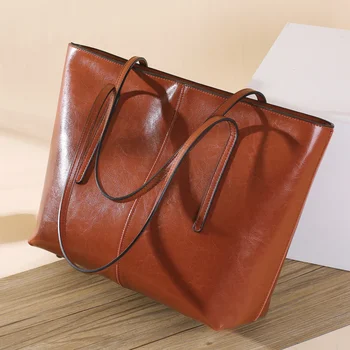 Винтажная женская сумка-тоут из натуральной кожи, Роскошная Женская сумка Большой емкости, Повседневная женская сумка-мессенджер через плечо
