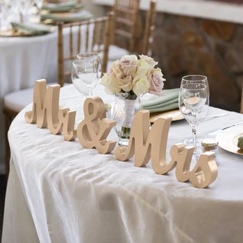 Винтажный стиль Мистер и Миссис Знак Mr & Mrs Letters Свадебный знак Декор Свадебного стола Реквизит для фотосессии Вечерние Украшения для ужина