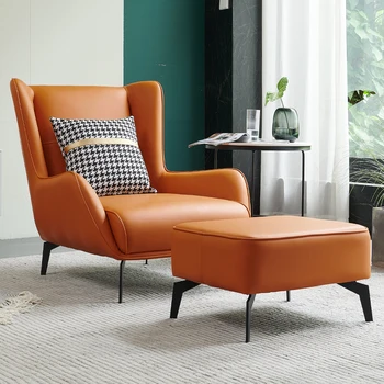 Внутреннее кресло, стулья для гостиной, Офисные Скандинавские Роскошные Кожаные кресла для гостиной, Дизайнерские подушечки для отдыха, Современная мебель