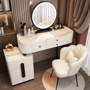 Выдвижной Роскошный туалетный столик, Зеркальный стул, Туалетный столик для спальни, коричневый многофункциональный Tocador Maquillaje Мебель для макияжа