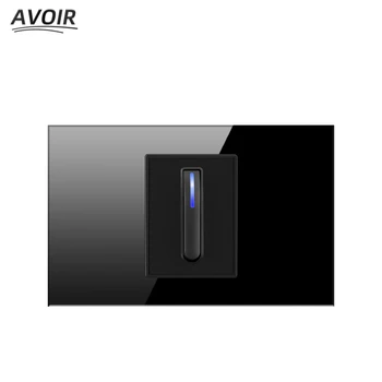 Выключатель света с возвратом типа Avoir 118 Со светодиодным индикатором, Черная стеклянная панель, Настенные USB-розетки, Американский Европейский Британский Стандарт