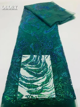 Высококачественная Модная французская Тюлевая Кружевная ткань в африканском Нигерийском стиле с блестками, Кружевная ткань Для Свадебного платья JY5388