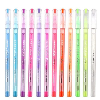 Высококачественные 12шт 0,6 мм Разноцветные шариковые гелевые ручки с высоким Освещением, Нейтральная Ручка для рисования, Бизнес-офис, школьные принадлежности