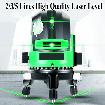 Высокоточный 2/3/5 Линий Вращающийся лазерный уровень Зеленая линия Самовыравнивающийся 360 градусов по горизонтали и вертикали Супер мощный лазерный уровень