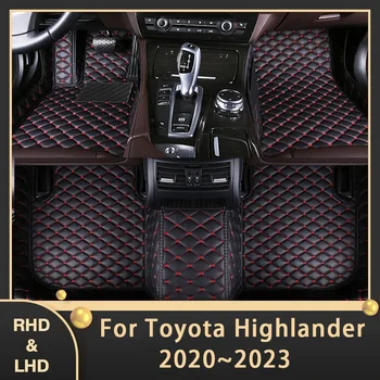 Гибридные Автомобильные Коврики Для Toyota Highlander XU70 2020 ~ 2023 7seat Пользовательские Автомобильные Накладки Для Ног Кожаный Ковер Аксессуары Для Интерьера 2022