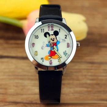 Горячие Продажи Детских Мультяшных часов Disney Happy Mickey Кварцевые часы Со Светящимся Указателем Поясные Часы Креативный подарок На День рождения
