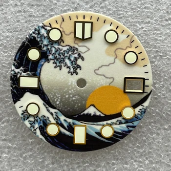 Детали часов 28,5 мм Синий светящийся циферблат часов Kanagawa Подходит для автоматического механизма NH35/36