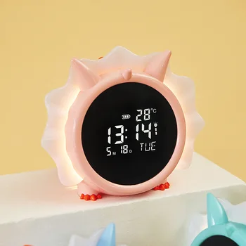 Детский светодиодный ночник, будильник, дисплей температуры в форме динозавра, многофункциональный HD цифровой экран