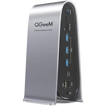 Док-станция USB C, док-станция для ноутбука с четырехъядерным дисплеем QGeeM 4K с зарядкой для конкретной системы Windows Thunderbolt 3
