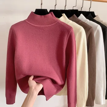 Женский Зимний Пушистый свитер Осень-зима 2023, Новая утолщенная Цельнокроеная нижняя рубашка, Пуловер, вязальщица
