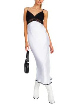 Женское облегающее платье макси без рукавов с V-образным вырезом и высоким разрезом на бретельках, летние коктейльные клубные пляжные платья для вечеринок