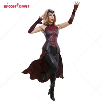 женское Пальто без рукавов Wanda Scarlet Witch, костюм для косплея, верхняя юбка и длинные перчатки