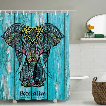 Занавеска для душа в виде слона с абстрактным рисунком мандалы, водостойкая занавеска для перегородки ванной комнаты, крючок для доставки занавески в ванную