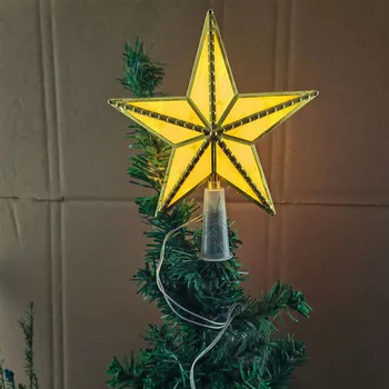 Звездные огни на верхушке Рождественской елки, Светящиеся украшения, светодиодный ночник со звездой на батарейках Для Рождественского украшения, Праздничные принадлежности для вечеринок