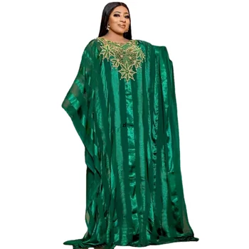 Зеленые Платья из полиэстера в африканском стиле для женщин, Летние Африканские платья для женщин, Большие Размеры, Длинные Халаты, африканские платья Дашики для женщин