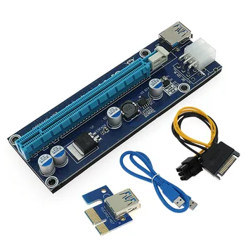 Золотая 009S PCI-E Riser Card VER009 PCIE от 1X до 16X Удлинитель 6Pin Мощность 1 М 0,6 М 0,3 М USB 3,0 Кабель для Адаптера видеокарты