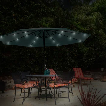 Зонт для патио Pure Garden – 10-футовая тень / зонт для патио со светодиодными лампами на солнечных батареях от Pure Garden Green / Red
