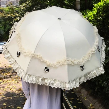 Зонт от солнца, Кружевной Женский Солнцезащитный, УФ-защита, Компактный Складной, Портативный зонт от солнца двойного назначения