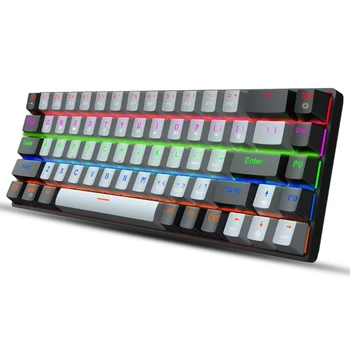Игровая механическая клавиатура с подсветкой RGB, синяя, красная, Тип C с подсветкой, 68 клавиш