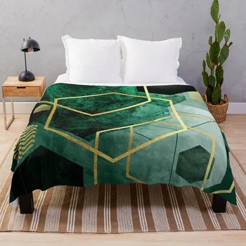Изумрудно-зеленое одеяло Geo Throw Furry одеяла