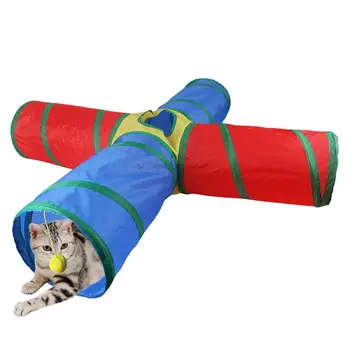 Интерактивная игрушка-туннель для кошек, Интерактивное обучение, Складной котенок, игры, Туннельная трубка с мячом, аксессуары для домашних животных