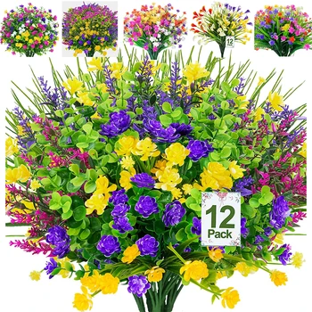 Искусственные Цветы Реалистичные, Не Выцветающие, Устойчивые к Ультрафиолетовому излучению Поддельные Пластиковые Цветы, Искусственные Растения для Подвесных Кашпо За Окном Крыльца