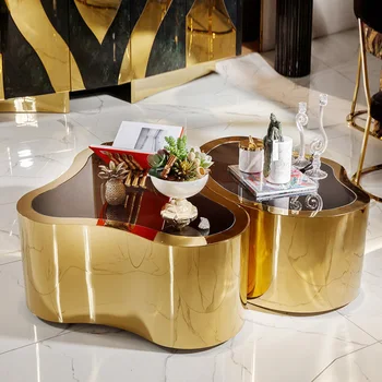 Итальянский минималистичный журнальный столик, современный простой легкий роскошный модный комбинированный столик из закаленного стекла для гостиной, домашняя кофейная вкладка