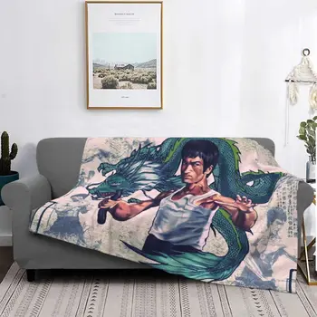 Ковер Брюса Ли, флокированный текстиль для гостиной, одеяло для горячей кровати, покрывала для кроватей, роскошное одеяло, фланелевое одеяло