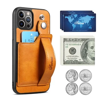 Кожаный Чехол для телефона iPhone 13 12 13 Pro Max 12 Pro Max, кошелек для карт, браслет, сумка, чехол, Мягкая задняя крышка из искусственной кожи