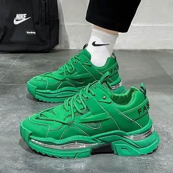 Коллекция 2023 года, весенне-осенняя модная мужская обувь Armor Dad на толстой подошве, универсальная повседневная спортивная модная обувь зеленого цвета