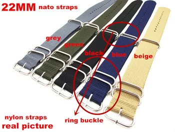Кольцевая пряжка - Оптовая продажа, 10 шт./лот, высококачественный 22-мм нейлоновый ремешок для часов NATO, водонепроницаемый ремешок для часов, модный ремешок wach - 5 цветов