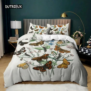 Комплект пододеяльников с бабочками, полноразмерный комплект постельного белья с бабочками для детей и подростков, покрывало с бабочками из микрофибры в богемном стиле