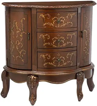 Консольный столик Lucchesi Serpentine с выдвижными ящиками и буфетами, шириной 32 дюйма, глубиной 13 дюймов, высотой 30 дюймов, Полноцветный
