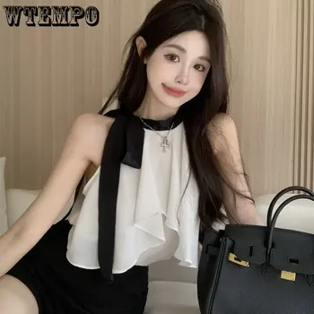 Корейские женские рубашки, Шифоновые блузки для женщин, рубашки с длинными рукавами, Топы, блузка с лентой, топы, Модная женская рубашка с галстуком-бабочкой