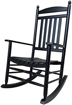 Кресло-качалка-A040BK из черного дерева для крыльца/Уличное кресло-качалка -Легко монтируется-Удобный размер-Для использования на улице или в помещении