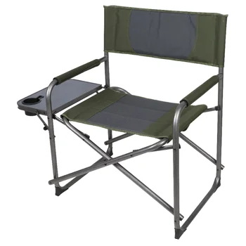 Крупногабаритное Директорское кресло Ozark Trail с Приставным Столиком для Улицы, Зеленое тканевое кресло для кемпинга, пляжное кресло, складной стул