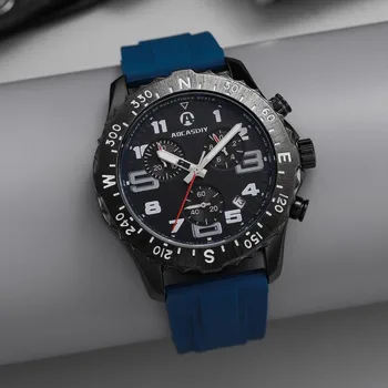 Крутые трендовые мужские часы с водонепроницаемым светящимся календарем 44 мм хронограф наручные часы многофункциональные спортивные часы на выносливость для мужчин