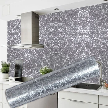 Кухонная настенная плита, маслостойкие наклейки из алюминиевой фольги, противообрастающие высокотемпературные самоклеящиеся обрезные обои