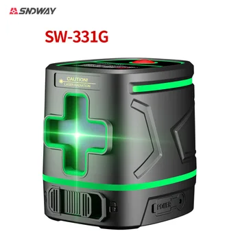 Лазерный уровень SNDWAY 2 линейный инструмент для измерения вертикального уровня перезаряжаемая батарея уровень зеленого света SW-331G