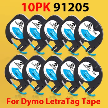 Ленты ABColor 10PK 91205, совместимые с Dymo Letratag 91225 91335 LT 91205, черно-синяя этикеточная лента для принтера Dymo LT-100H