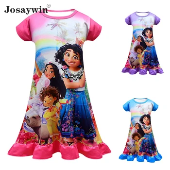 Летнее платье для девочек, детское платье с рисунком из мультфильма, детские платья для девочек, повседневное платье Encanto, Студенческая детская одежда