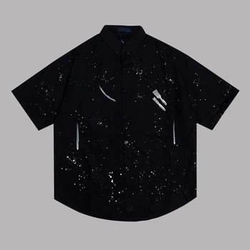 Летняя новинка 2023, Высококачественная рубашка с прямым принтом Звездного неба 1: 1, женская модная повседневная уличная одежда