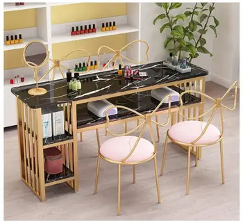 Маникюрный стол, Европейский Простой Маникюрный стол, сетка, Красный Двойной Маникюрный стол и набор стульев