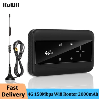 Маршрутизатор KuWFi 150 Мбит/с LTE Беспроводной WiFi Портативный Модем со слотом для sim-карты Мини-Уличная точка доступа Карманный маршрутизатор Mifi 4G 2000 мАч