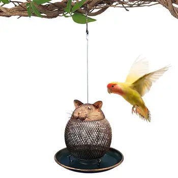 Металлическая кормушка для птиц в форме кошки Винтажного дизайна, Кормушки из железной сетки, Подвесные принадлежности для кормления птиц на балконах жилых