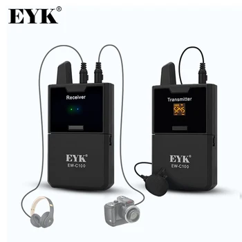 Микрофон для камеры EYK EW-C100 Беспроводной Петличный Микрофон с функцией монитора UHF Беспроводной Нагрудный Микрофон для Смартфонов DSLR-камер